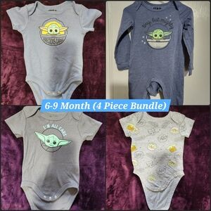6-9 Month Baby Grogu 4 Piece Onesie Bundle